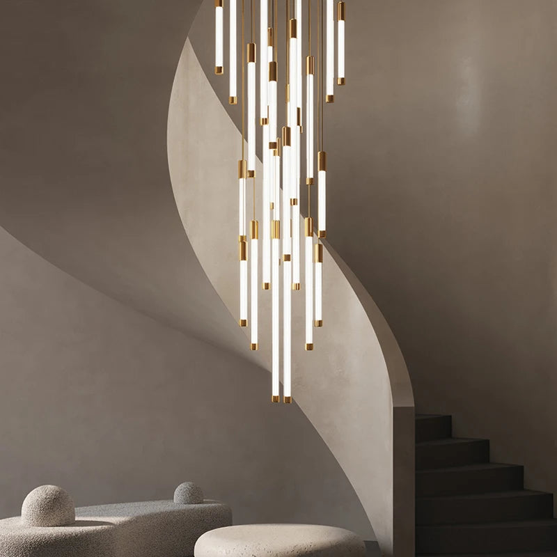 Modern luxury staircase LED pendant lights, duplex living room and attic lighting, restaurant decoration, hanging pendant lights