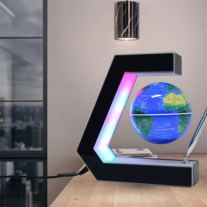 globe flottant à lévitation magnétique avec éclairage LED décoratif