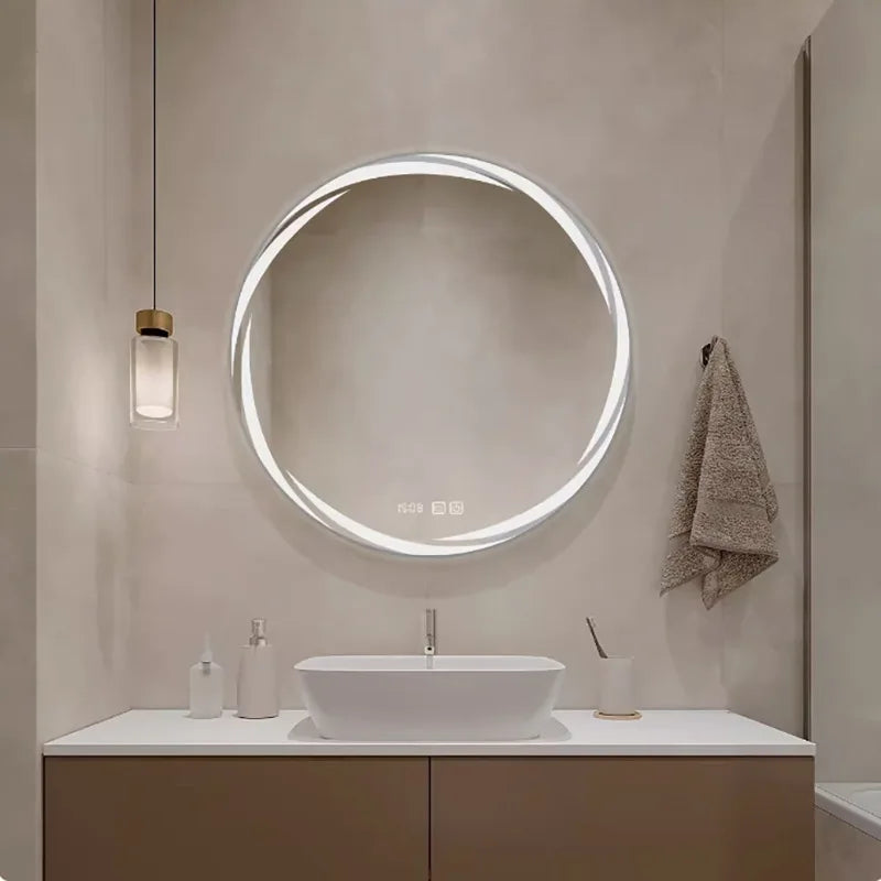 miroir circulaire créatif éclairé pour décoration moderne