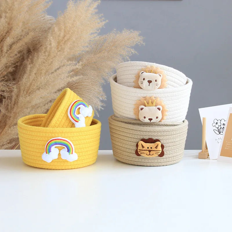 panier de rangement tissé animaux pour jouets et divers objets