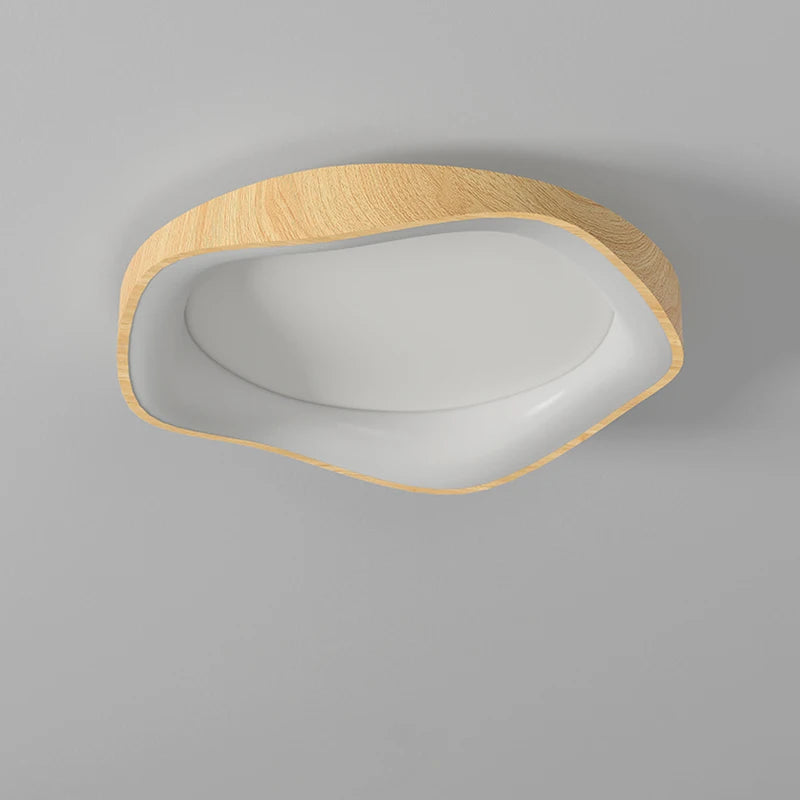 lampe circulaire led moderne grain de bois éclairage intérieur