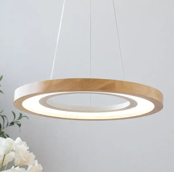 suspension ronde à led en bois pour éclairage commercial et industriel