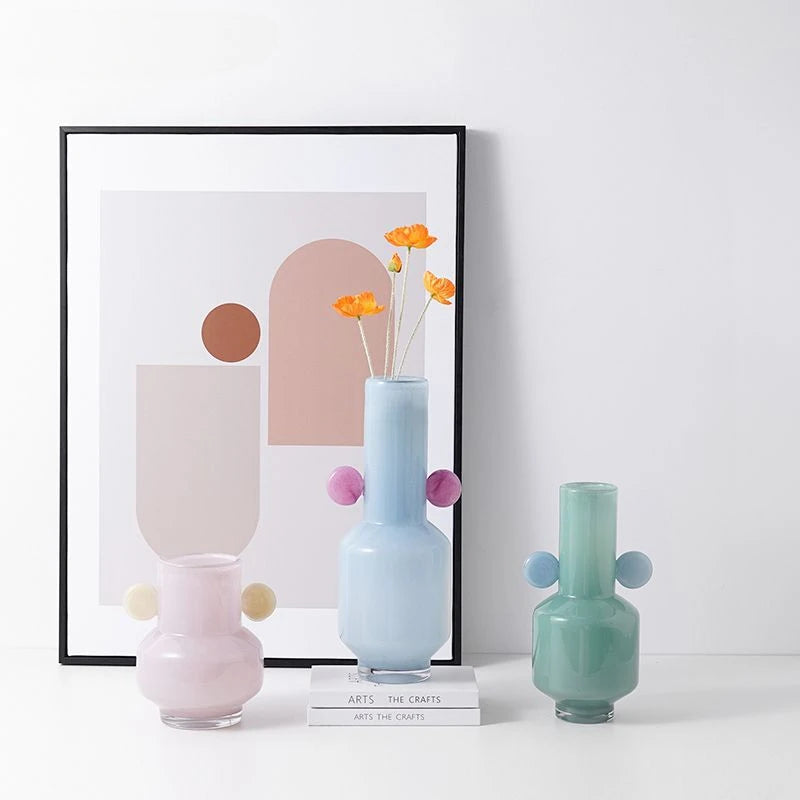 vase en vitrail fleur de dessin animé avec oreilles décoratif