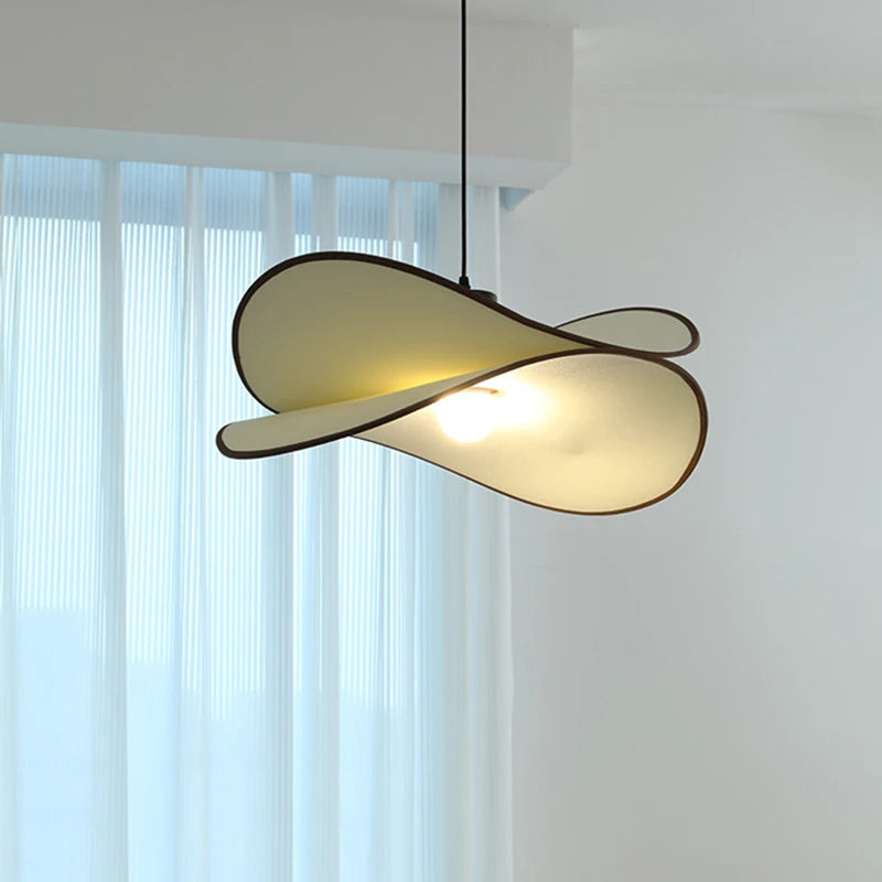 lustre led suspendu en tissu 	 style décoration ajustable