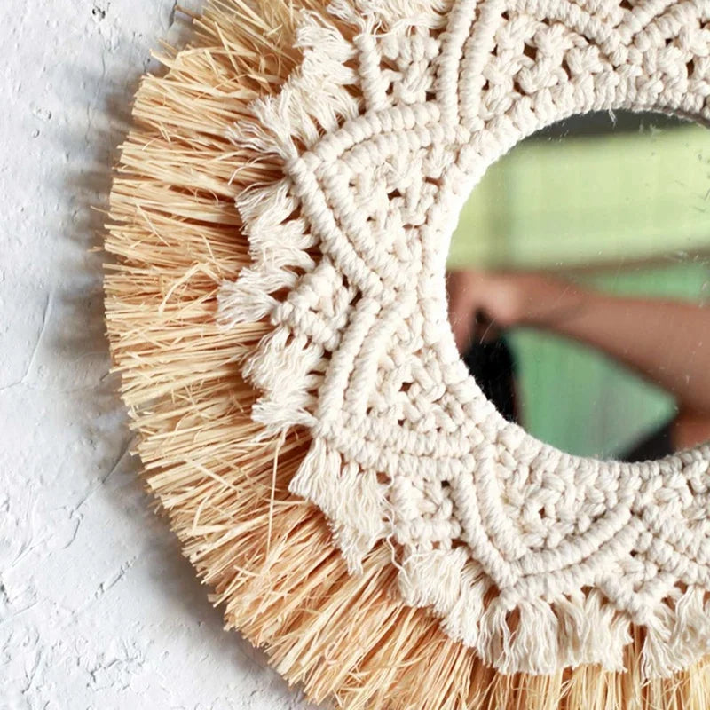 miroir tissé à la main décoration murale boho nordique décorateur