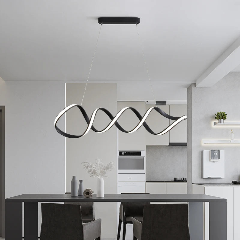 Lustre spirale LED minimaliste décor maison éclairage intérieur