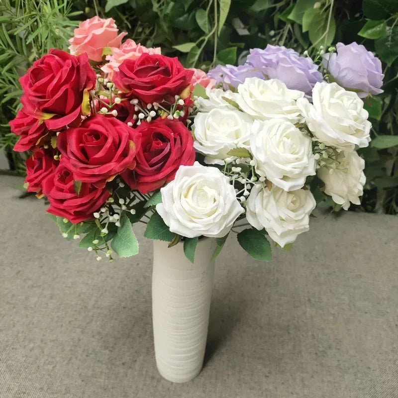 bouquet de roses en soie pour décoration de mariage et fêtes