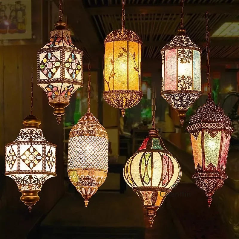 lustre suspendu asiatique décoratif pour intérieur bohème