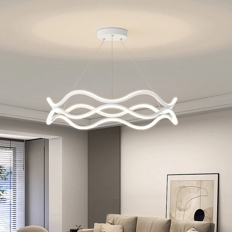 lustre design nordique ligne ondulée et lumière principale