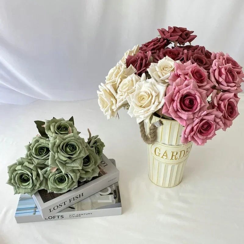 bouquet de roses artificielles en soie pour décoration intérieure