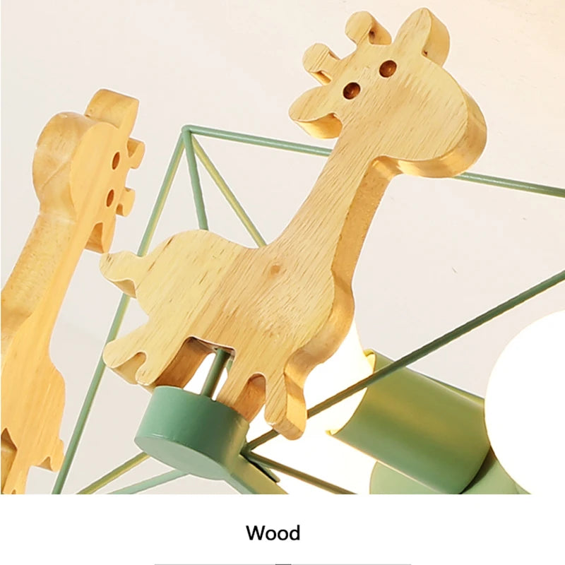 Kids Room Lighting Nordic Children Child Room Ceiling Light E27 Holder Star Diamond LED Suspension Wooden Hanging Lamp