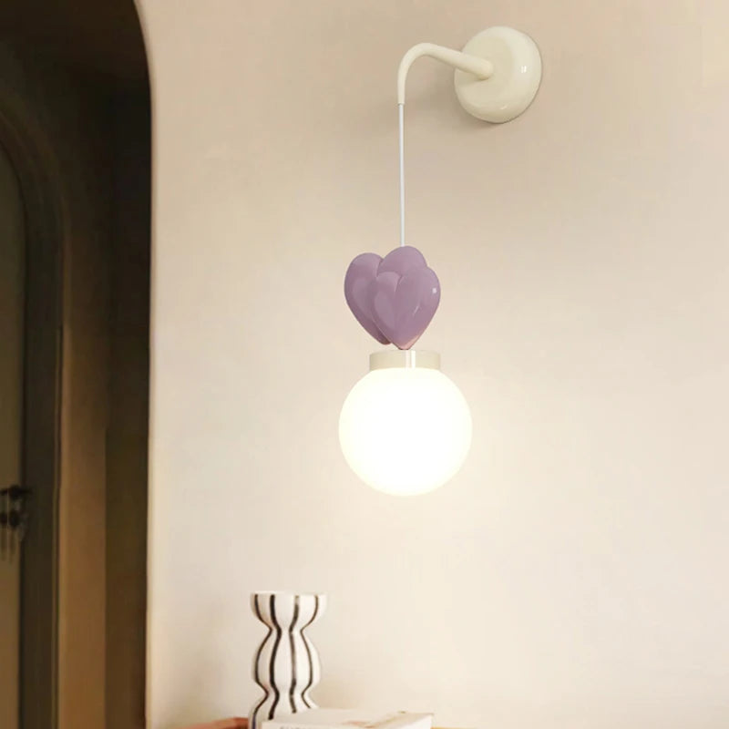 Children's Room Hanging Wall Light Purple Red Pink Love Wall Lamp for Nursery School Kids Baby Room Decorative Night Lamps E27