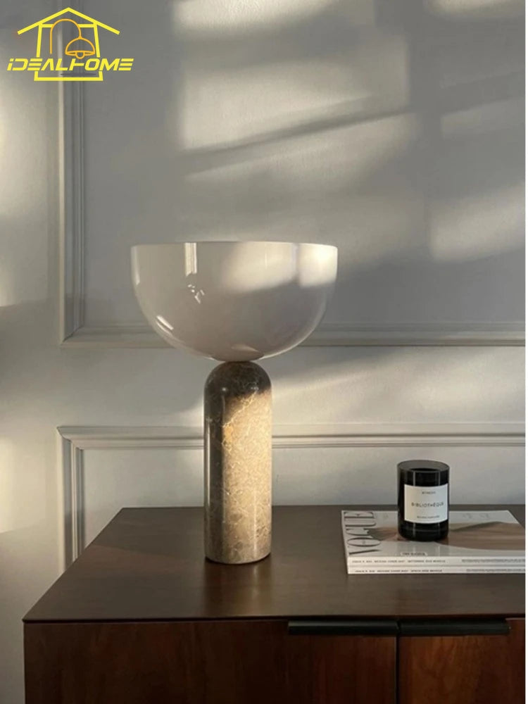 lampe de table champignon design danois en marbre lumineux minimaliste