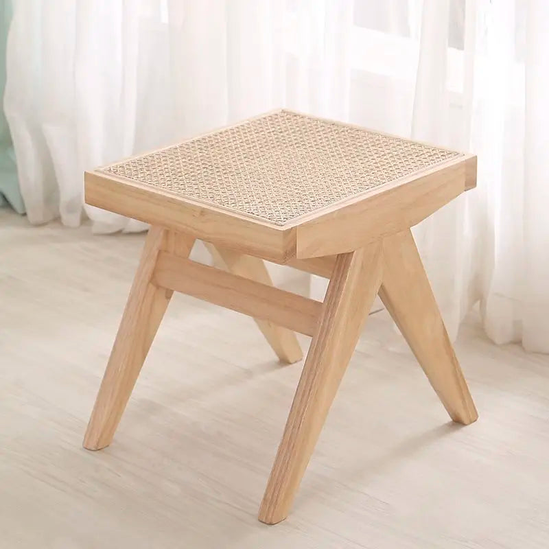 tabouret en rotin véritable style nordique pour changer de chaussures