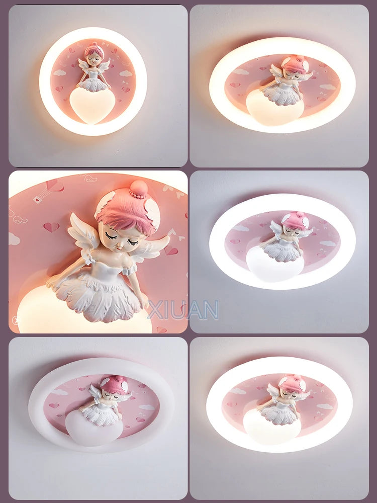 Full Spectrum Children's Room Ceiling Lamp Cartoon Resin Princess Ceiling Light Kids Baby Room Bedroom Nursery School Decor 220V