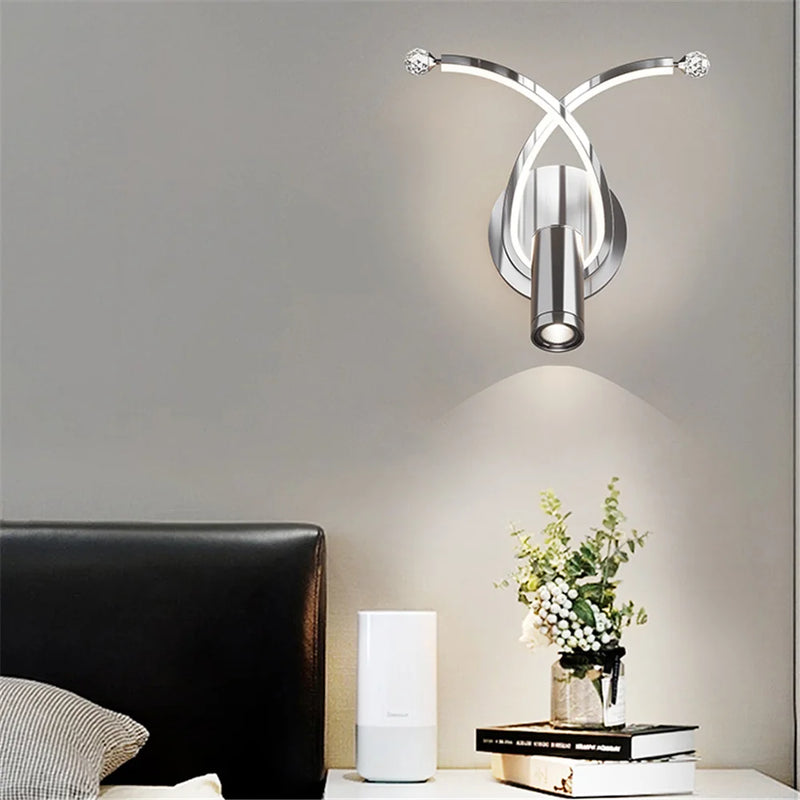 applique murale à led moderne en chrome pour intérieur design