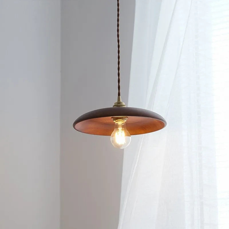 suspension led en bois et laiton style nordique moderne