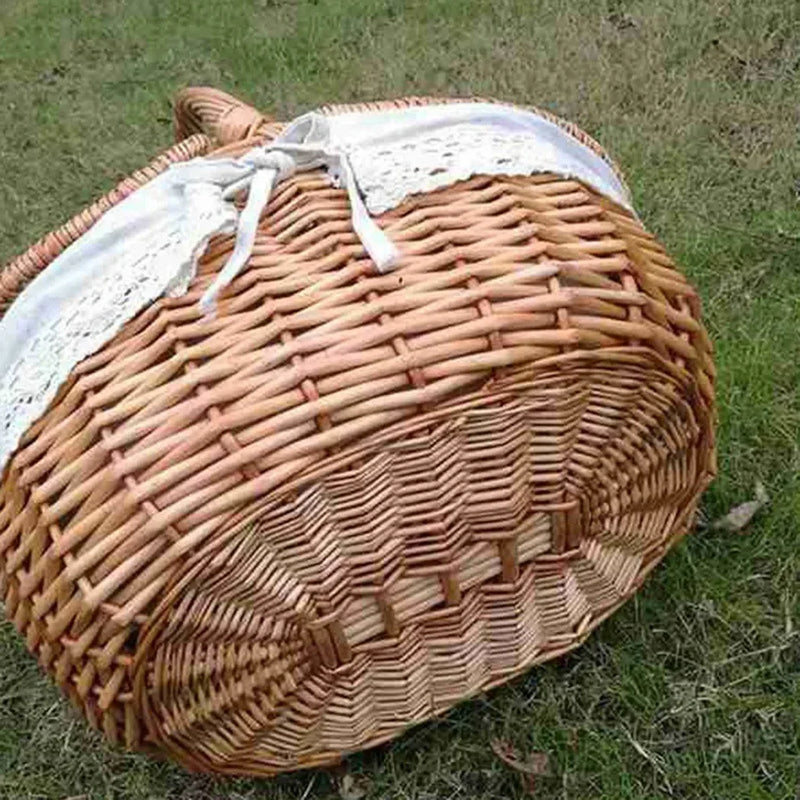 panier en osier style campagnard pour pique-nique et rangement