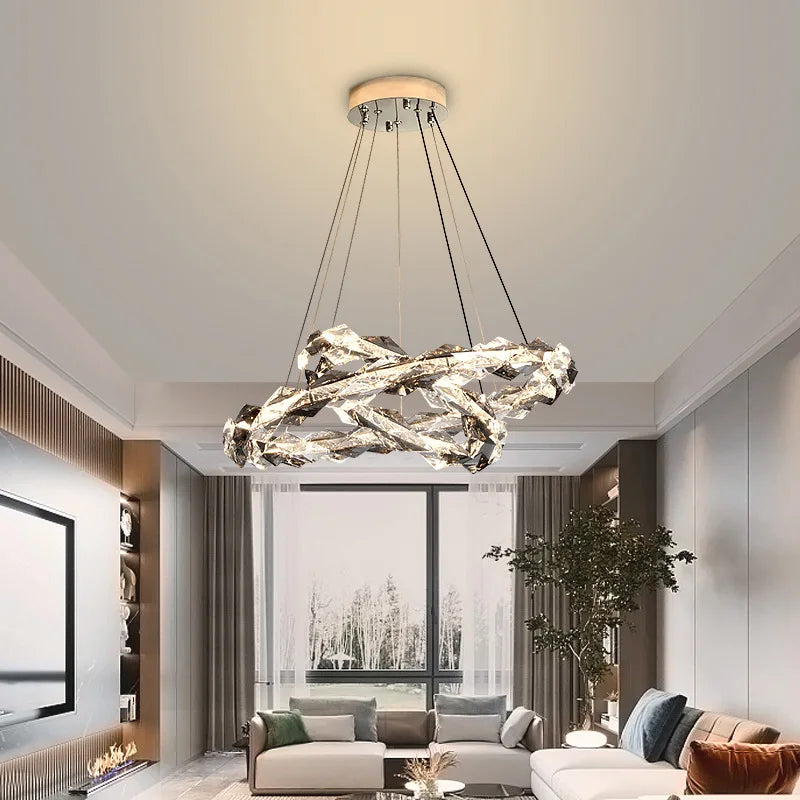 lustre led moderne en cristal de luxe décoratif