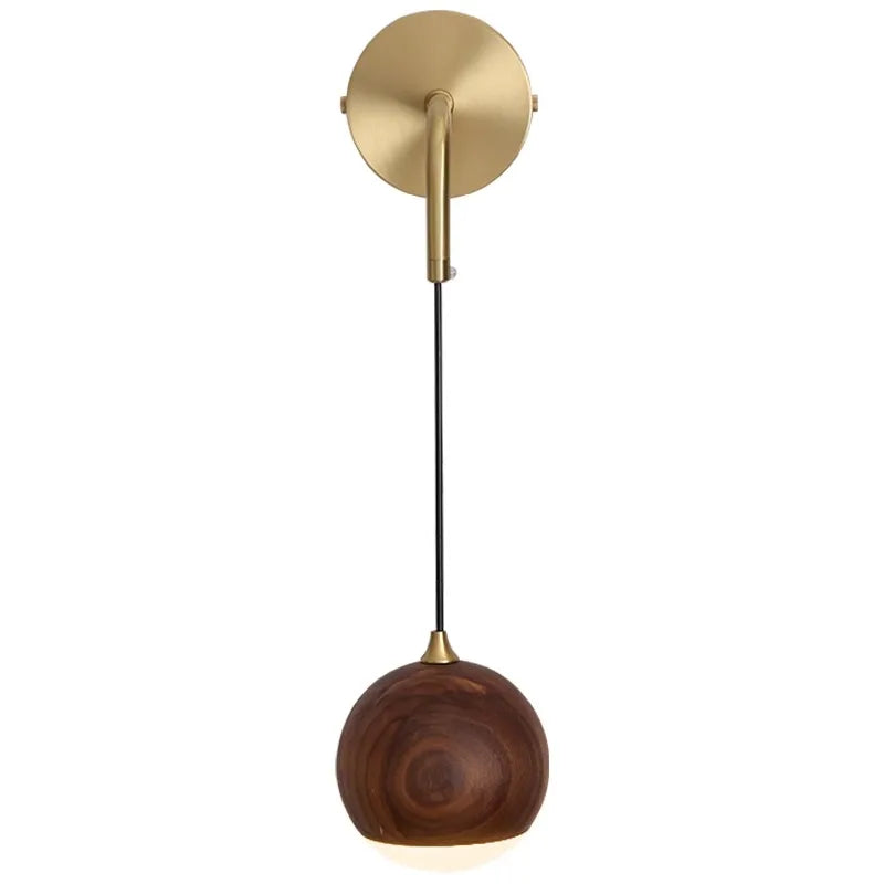 Walnut Wood Round ball Wall light, Wabi-sabi Modern style, Wall Sconces for Bedroom, Living, Corridor, Aisle balcony, Entrance