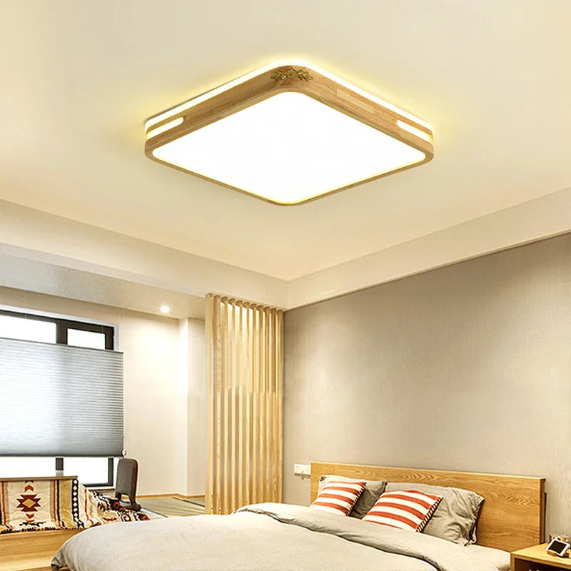 plafonnier led en bois design moderne minimaliste luminaire décoratif