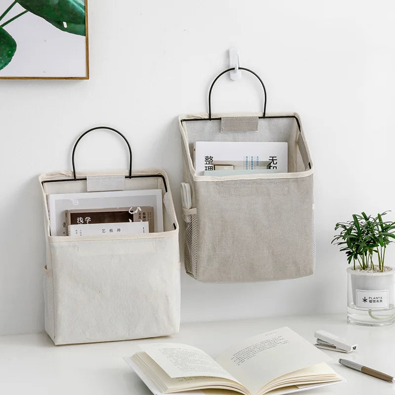 sac de rangement mural en tissu pour livres et magazines