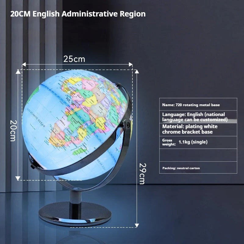 globe terrestre lumineux avec base rotative pour la rentrée scolaire