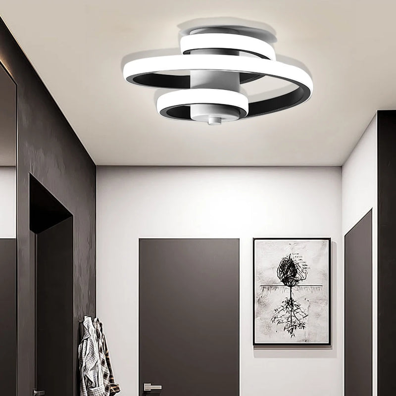 plafonnier led moderne en spirale pour un intérieur minimaliste