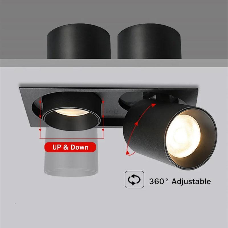 spot led encastré rotatif 360° carré extensible