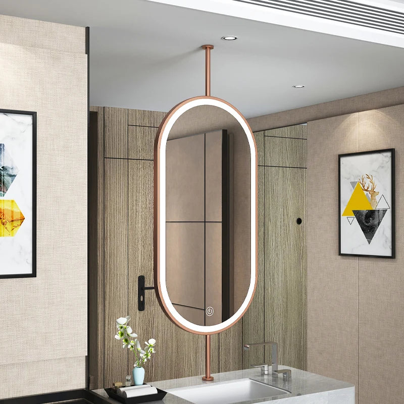 miroir ovale suspendu moderne avec éclairage led pour décoration intérieure