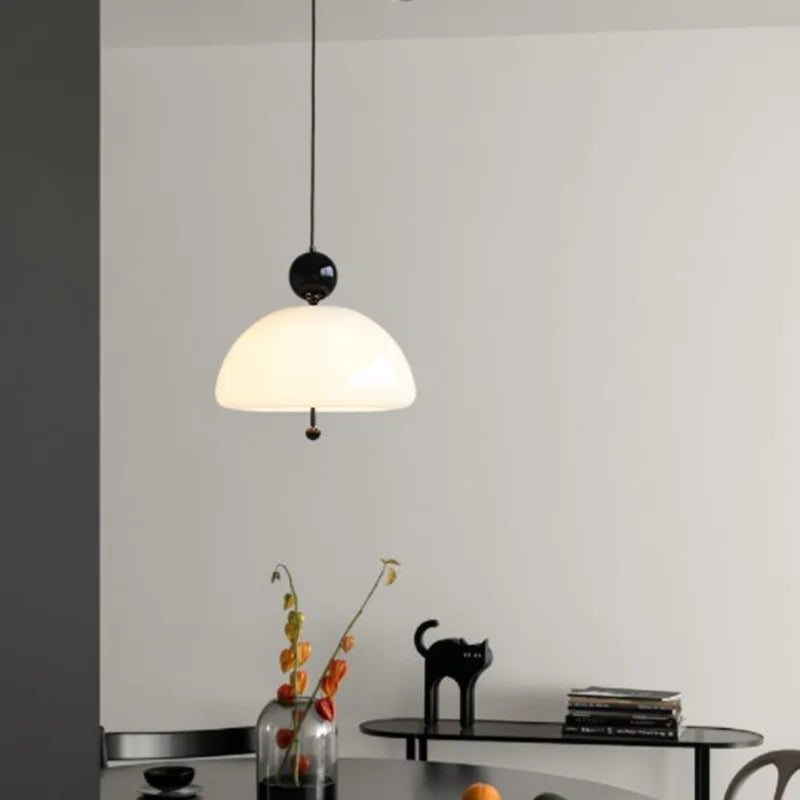 lampe led suspendue esthétique en verre champignon nordique