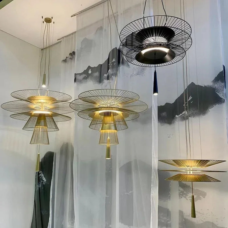 lustre de luxe sandyha led en métal lampe suspendue décorative