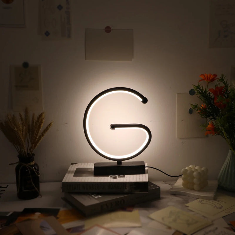 lampe usb créative en forme de g pour décoration intérieure