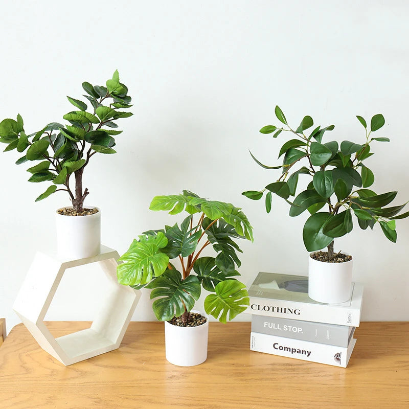 plante artificielle en pot bambou monstera pour décor bureau et maison