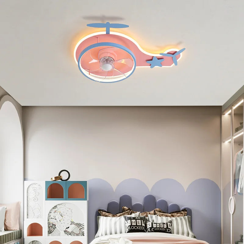 plafonnier led nordique ventilateur avion enfant réglable et télécommande