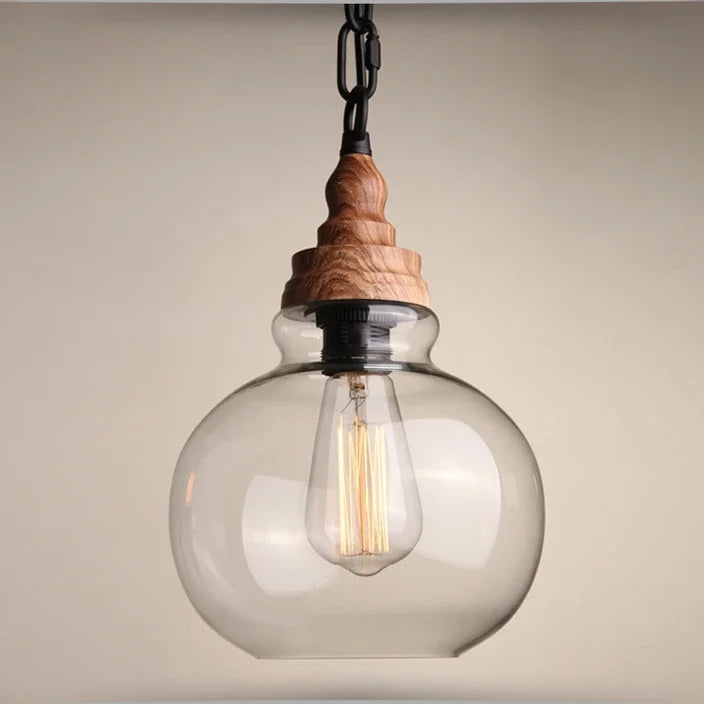 edison luminaire suspendu vintage en verre bois et fer