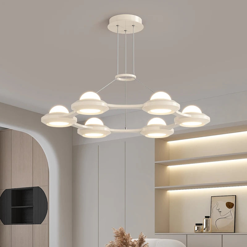 lustre moderne minimaliste trois têtes style crème italienne