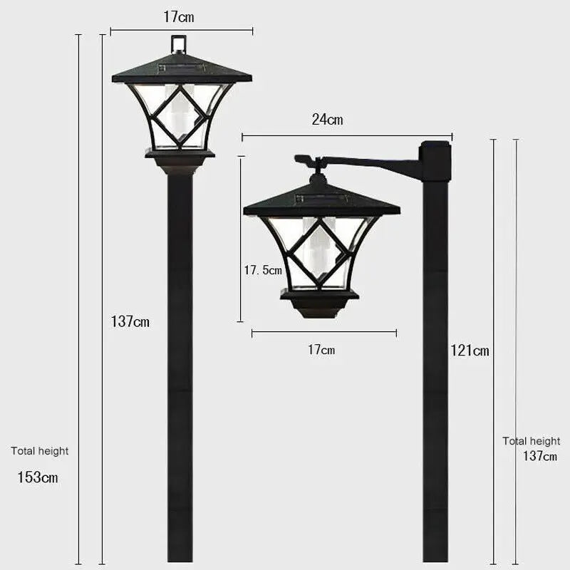 lampadaire de jardin solaire à led décoratif traditionnel