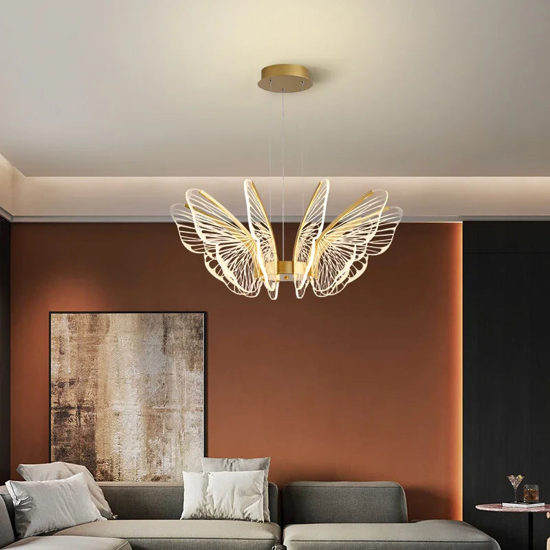 lustre led papillon design nordique moderne pour intérieur décoratif