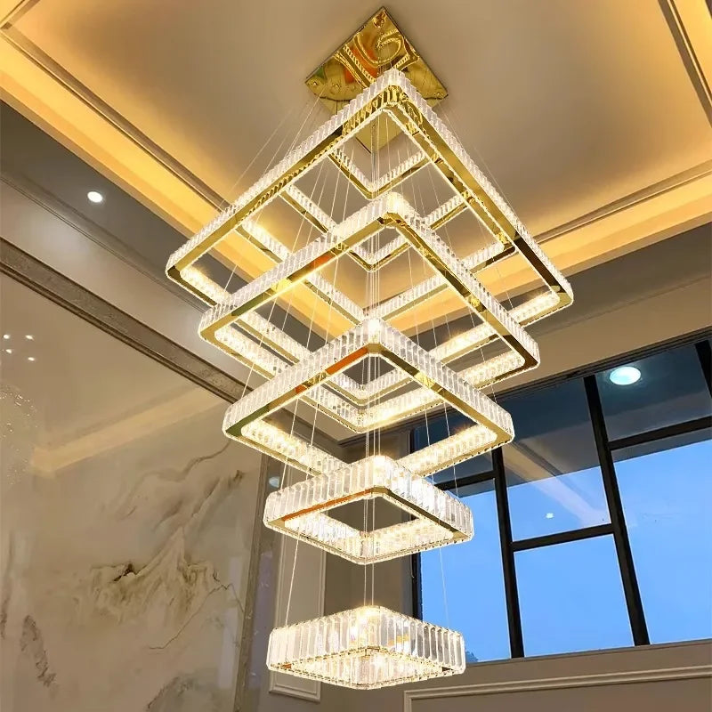 2024 New Modern Home Decoration Crystal Chandelier, Stair Pendant Lamp, Living Room Pendant Lights, Interior Lighting