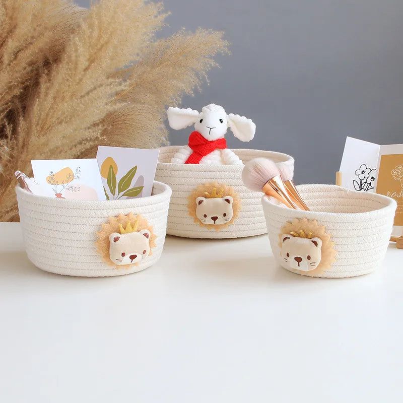 panier de rangement tissé animaux pour jouets et objets divers