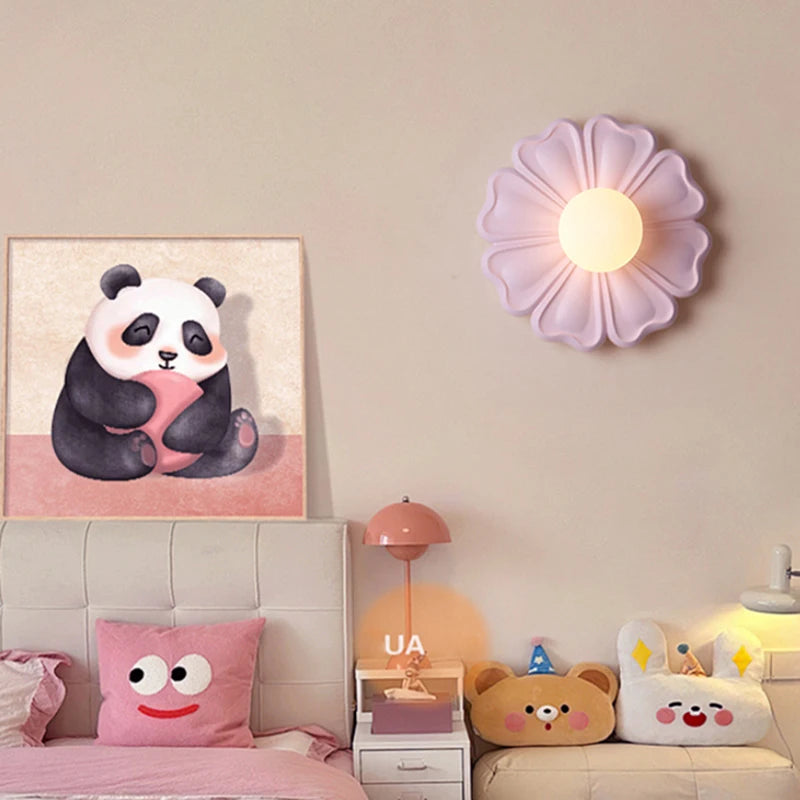 applique murale créative lampe à fleurs en résine pour enfants