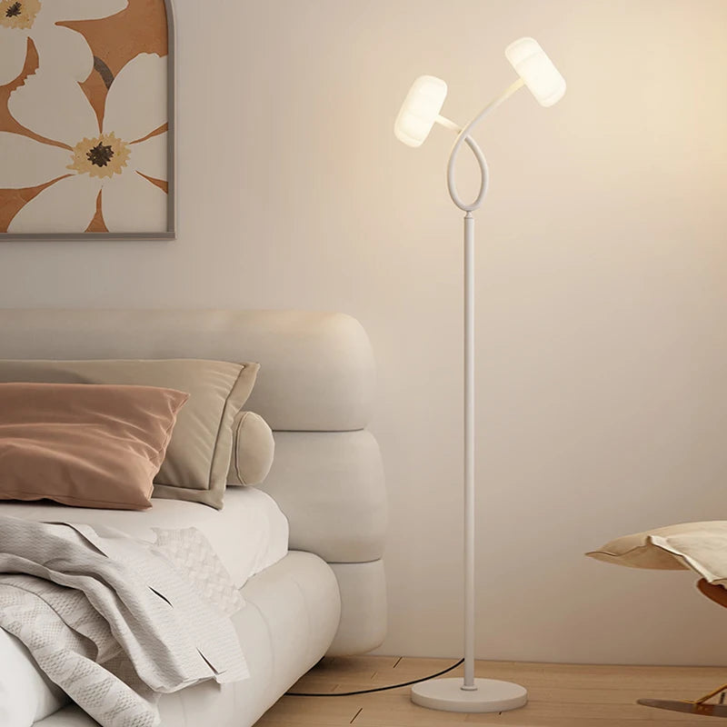 Nordic modern floor lamp white minimalist bedroom, living room, TV cabinet, sofa side decoration LED floor lamp