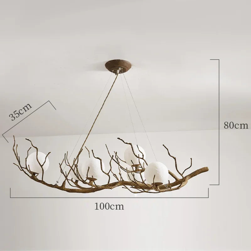 lustre suspendu en forme de branche d'arbre à led décor rétro