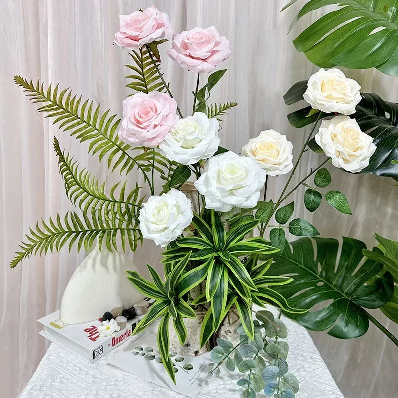 décoration florale en soie avec roses et branches pour fêtes