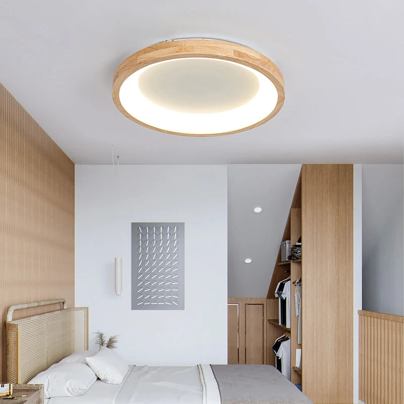 lampes de plafond en bois massif led simple japonais