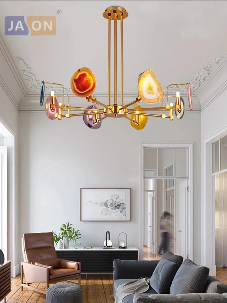 suspension design ronde en agate de fer moderne