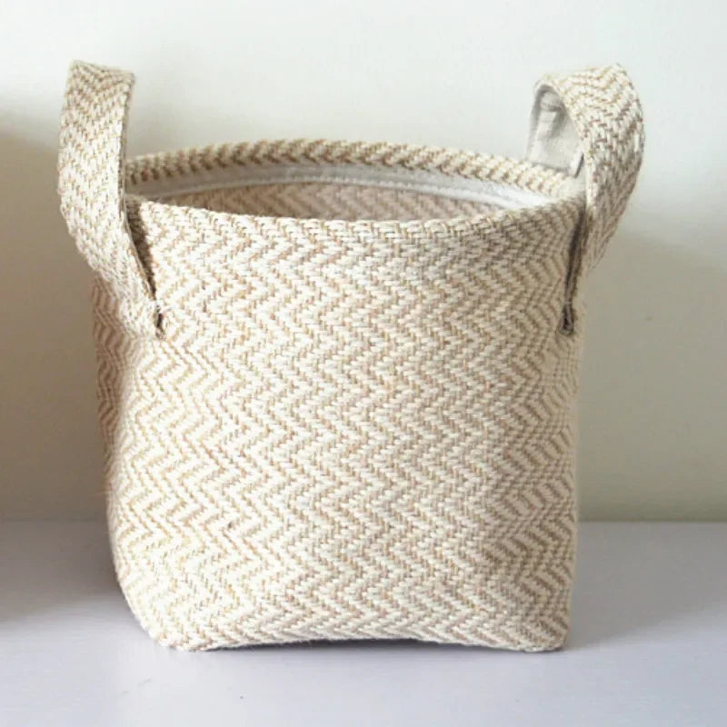 panier de rangement en toile de jute tissée multifonctionnel