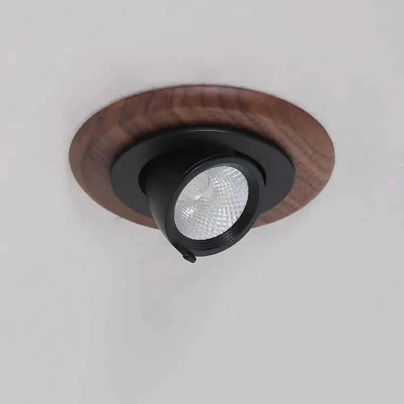 Walnut Wood Wall Wash Light, Modern Wabi-Sabi Vintage, Rotatable Recessed Spotlight for Living Room, Dining Room, Bedroom, Study