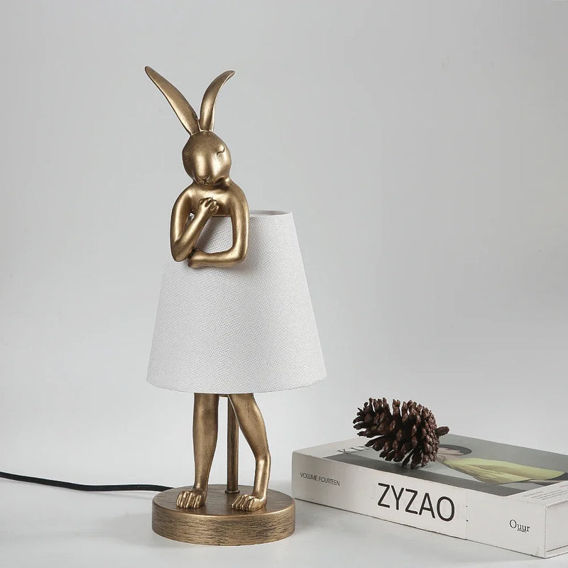 lampe de bureau lapin en résine design rétro pour décoration intérieure